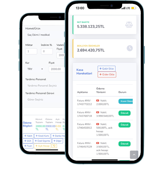 Anamedsis klinik muhasebe ve mali yönetim ekranı